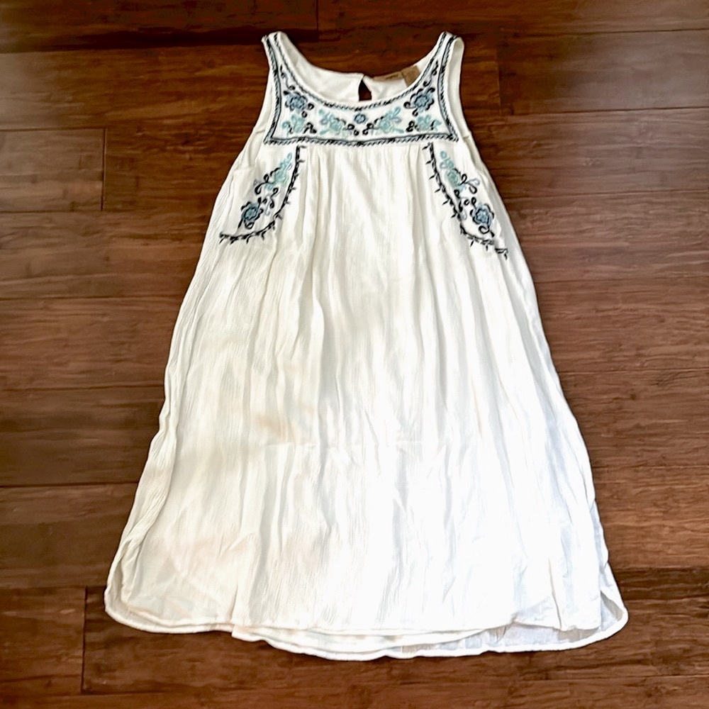Wrangler Embroidered Blue/White Floral Sleeveless Western Mini Sundress Size S